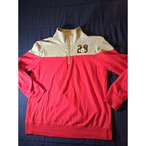 Vintage‎ Disney 1/4 Zip Fleece Mock Neck Pullover Mickey Mouse Red Womens Large
